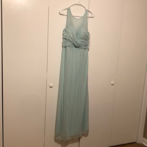 David’s Bridal Long Mint Mesh Bridesmaid Dress Size 12 - Picture 2 of 7